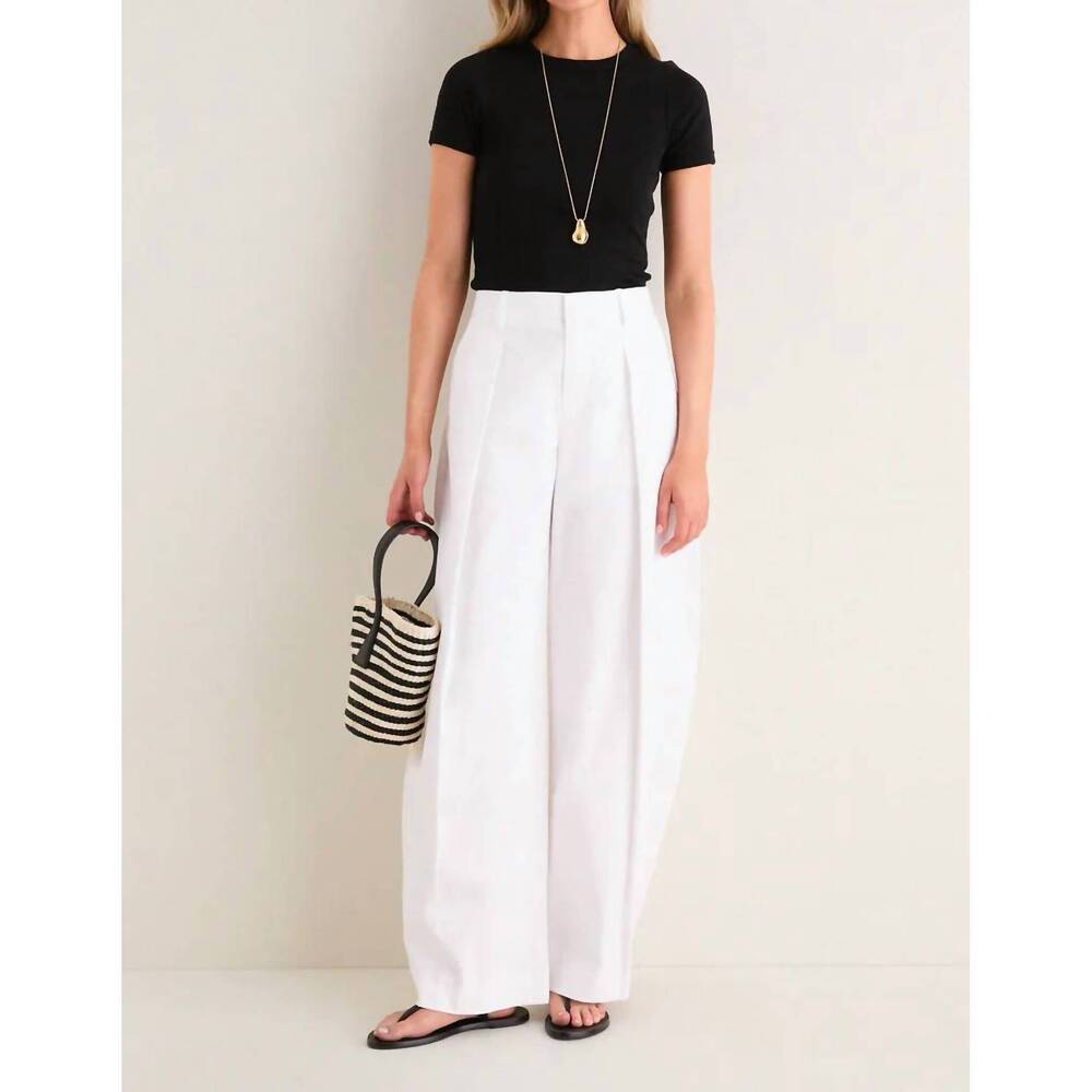 NEW STAUD elias pleated barrel trouser pants in white